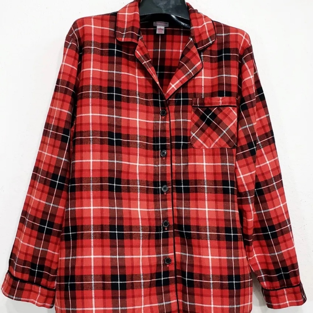 WONDERSHOP Women’s Flannel Pajama Shirt Red & Black Plaid